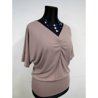 Bluzka Marika - maxi kimono z dekoltem i marszczeniem